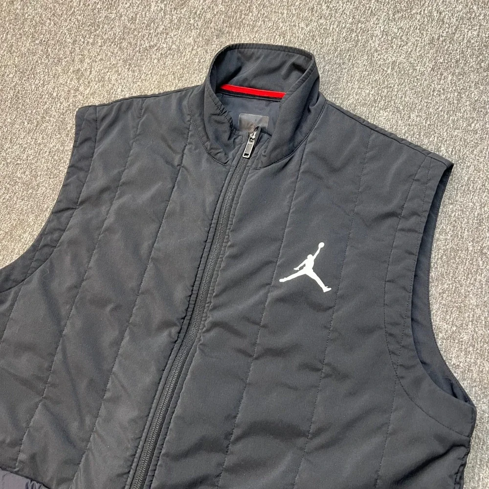 Jordan 23-Tech Mens Black Quilted Puffer Vest Full Zip Jumpman Logo Size M